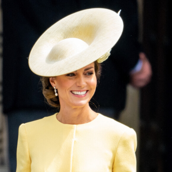 Catherine (Kate) Middleton, duchesse de Cambridge lors de la messe célébrée à la cathédrale Saint-Paul de Londres, dans le cadre du jubilé de platine (70 ans de règne) de la reine Elisabeth II d'Angleterre. Londres, le 3 juin 2022. 