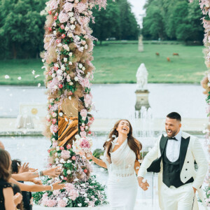 Mariage de Nabilla Benattia (robe de mariée créée par Jean-Paul Gaultier) et Thomas Vergara au château de Chantilly, France, le 5 juillet 2021. © Benjamin Decoin/Bestimage 