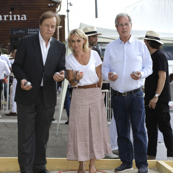 Daniel Lauclair, Jean-Louis Debré et Cecile de Ménibus au Trophée de la Pétanque Gastronomique à Paris Yacht Marina le 21 juin 2022 © Cédric Perrin / Bestimage