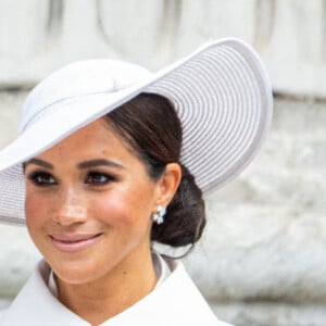 Meghan Markle, duchesse de Sussex lors de la messe célébrée à la cathédrale Saint-Paul de Londres, dans le cadre du jubilé de platine (70 ans de règne) de la reine Elisabeth II d'Angleterre. Londres, le 3 juin 2022. 