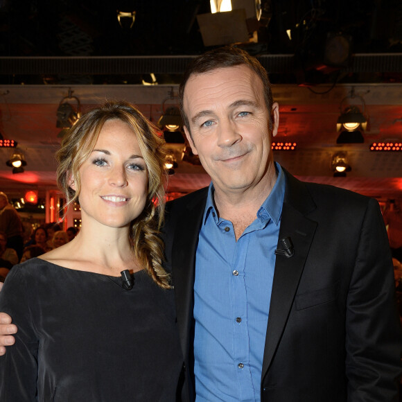 Aurélie Vaneck et Serge Dupire - Enregistrement de l'émission "Vivement Dimanche" à Paris le 9 avril 2014. L'émission sera diffusée le 13 avril.