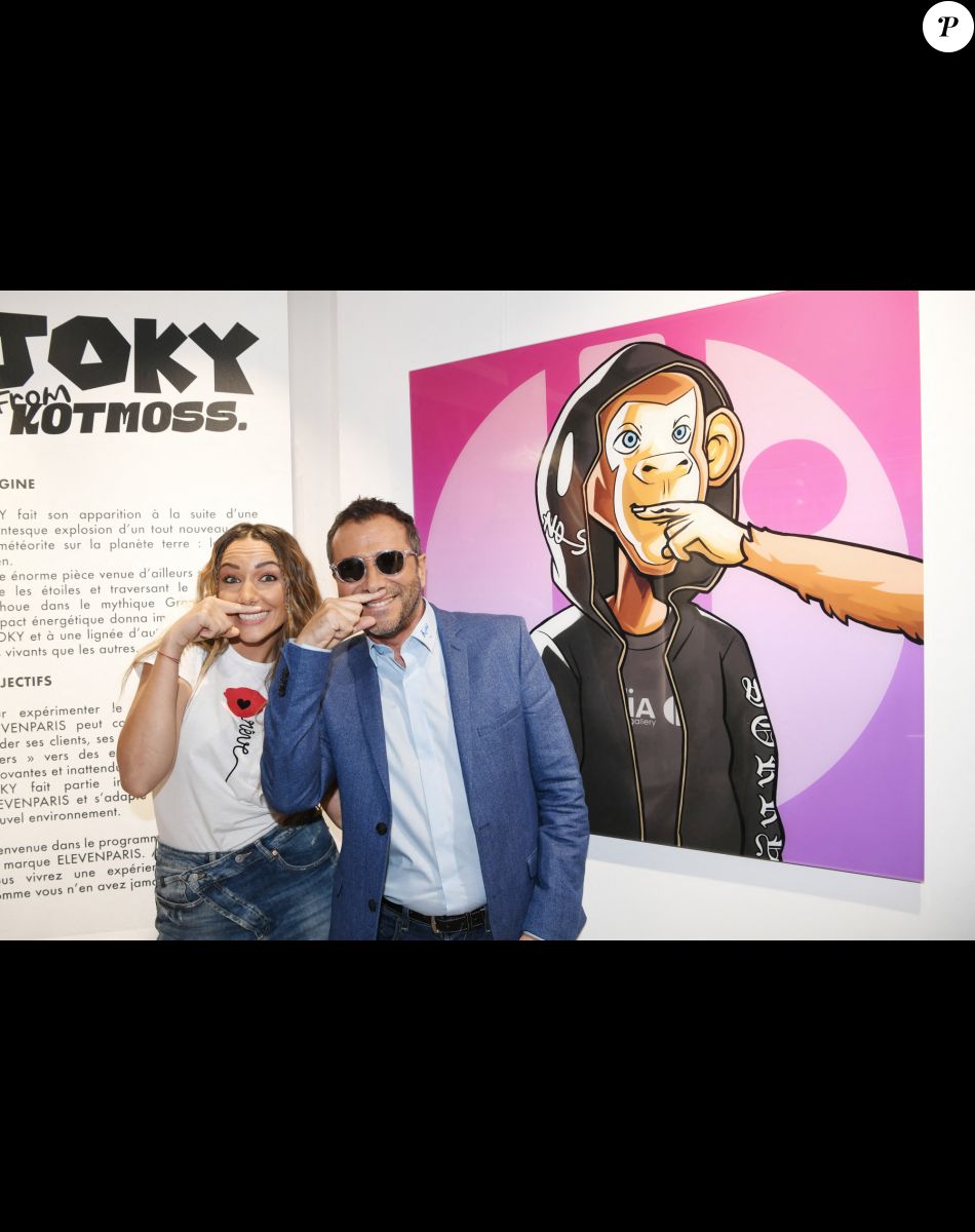 Exclusif - Delphine Wespiser, Bernard Montiel - Soirée NFT release party au Ellia Art Gallery à Paris, le 27 juin 2022. © Rachid Bellak/Bestimage