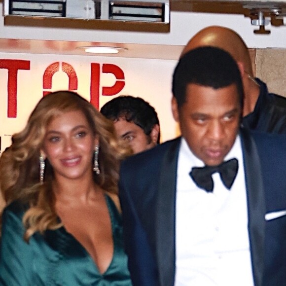 Jay-Z et sa femme Beyonce à la sortie de la 3ème soirée caritative annuelle Diamond Ball à Cipriani Wall Street à New York. Beyonce porte une robe en satin! Le 14 septembre 2017.
