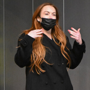 Lindsay Lohan à l'aéroport JFK de New York City, New York, Etats-Unis, le 20 février 2022.