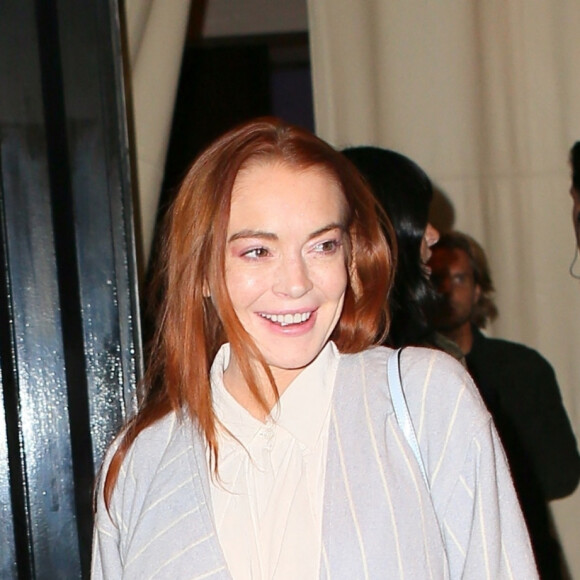 Lindsay Lohan à la sortie de l'hôtel "The Mercer" à New York, le 24 octobre 2019.