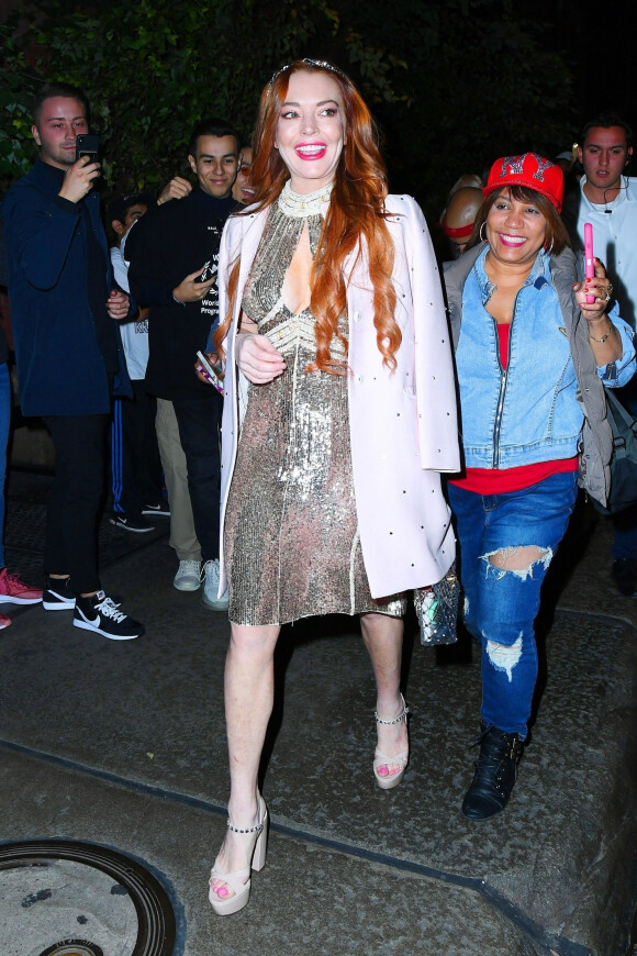 Lindsay Lohan arrive à l'hôtel Mercer à New York, le 25 octobre 2019 