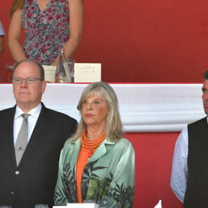 La princesse Caroline de Hanovre, le prince Albert II de Monaco, et Charlotte Casiraghi durant le Jumping International de Monaco, 16eme édition du Longines Global Champions Tour, le 2 juillet 2022. Le prix du Prince Souverain lors de la dernière journée de la compétition a été remis sur le port Hercule à Monaco. C'est le cavalier autrichien Max Kuhner qui a terminé premier, suivi par l'irlandais Darragh Kenny et du belge Olivier Philippaerts.