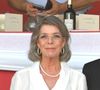 La princesse Caroline de Hanovre, portant un chemisier Chanel, durant le Jumping International de Monaco, 16eme édition du Longines Global Champions Tour. Le prix du Prince Souverain lors de la dernière journée de la compétition a été remis sur le port Hercule à Monaco. C'est le cavalier autrichien Max Kuhner qui a terminé premier, suivi par l'irlandais Darragh Kenny et du belge Olivier Philippaerts