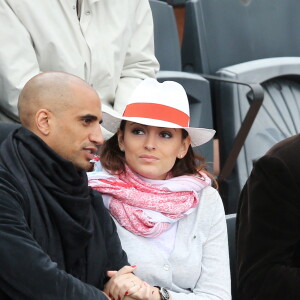 Aurelien Capoue et sa femme Rachel Legrain-Trapani - People aux Internationaux de France de tennis de Roland Garros à Paris, le 28 mai 2014 lors du match entre Jo-Wilfried Tsonga et Jürgen Melzer.