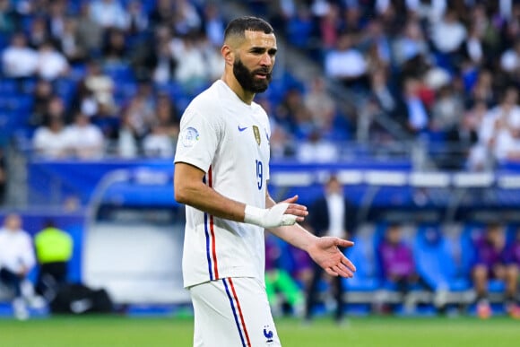 Attitude de Karim Benzema ( 19 - France ) - - Match de la 4ème journée de la Ligue des Nations entre la France et la Croatie au Stade de France à Saint-Denis le 13 juin 2022.