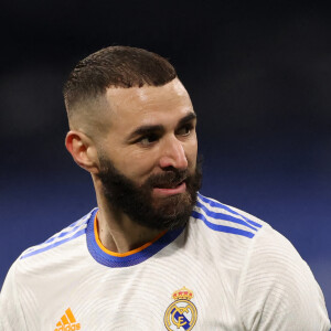 Karim Benzema lors du match de Ligue Des Champions (LDC) "Real Madrid - Chelsea (2-3)" au stade Santiago Bernabeu, le 12 avril 2022. © Jonathan Moscrop/Sportimage/Cal Sport Media/Zuma Press/Bestimage