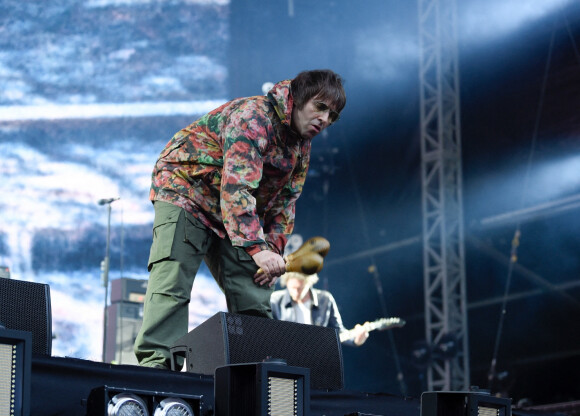 Liam Gallagher en concert au "Eithad Stadium" à Manchester, le 1er juin 2022. 