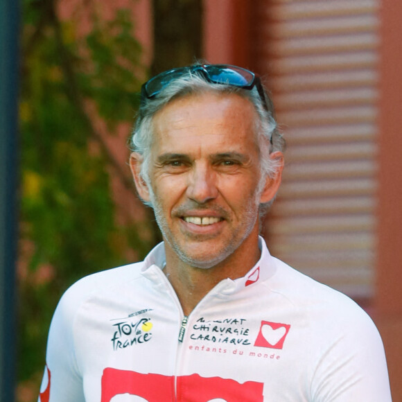 Paul Belmondo - Portraits des personnalités participant à l'étape du coeur de l'association "Mécénat Chirurgie Cardiaque" (MCC) à l'Hôtel Ibis Centre lors du tour de France, St Etienne, France, le 14 juillet 2022. © Christophe Clovis / Bestimage 