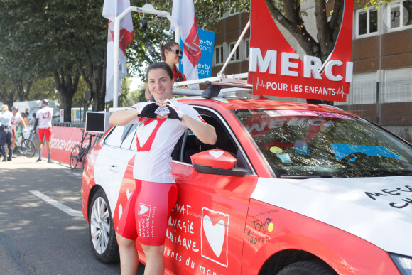 Exclusif - Charlotte Lembach - Personnalités lors de l'Etape du Coeur de l'association Mécénat Chirurgie Cardiaque (MCC) entre Rive-de-Gier et Saint-Etienne à l'occasion du Tour de France 2022. Le 15 juillet 2022 © Christophe Clovis / Bestimage