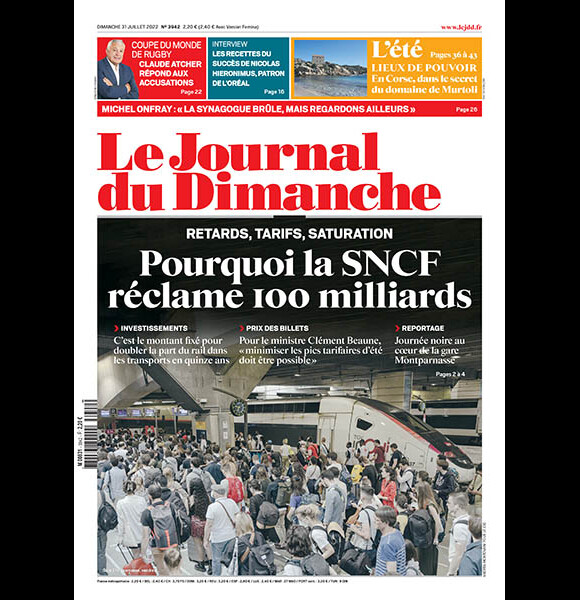 La couverture du Journal du Dimanche en date du 31 juillet 2022.