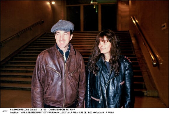 Marie Trintignant et François Cluzet à la première de Red Hot Again, à Paris en décémbre 1991