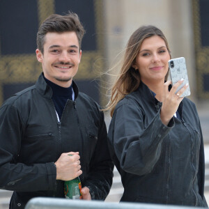 Camille Cerf (Miss France 2015) et son compagnon Cyrille participent à l'animation "Smash Perrier" dans la cadre des Internationaux de France de Roland-Garros 2019, à Paris, France, le 29 mai 2019. © Veeren/Bestimage 