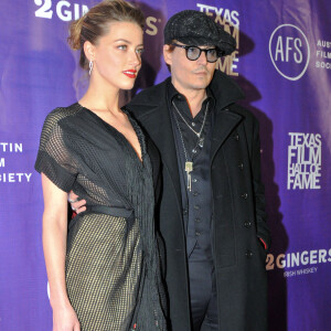 Amber Heard et son fiancé Johnny Depp - Cérémonie des "The Texas Film Hall of Fame Awards" à Austin, le 6 mars 2014.