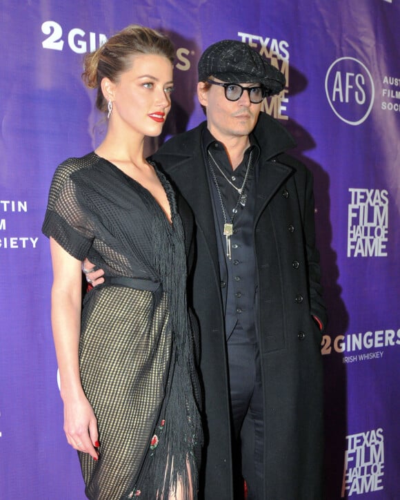 Amber Heard et son fiancé Johnny Depp - Cérémonie des "The Texas Film Hall of Fame Awards" à Austin, le 6 mars 2014.