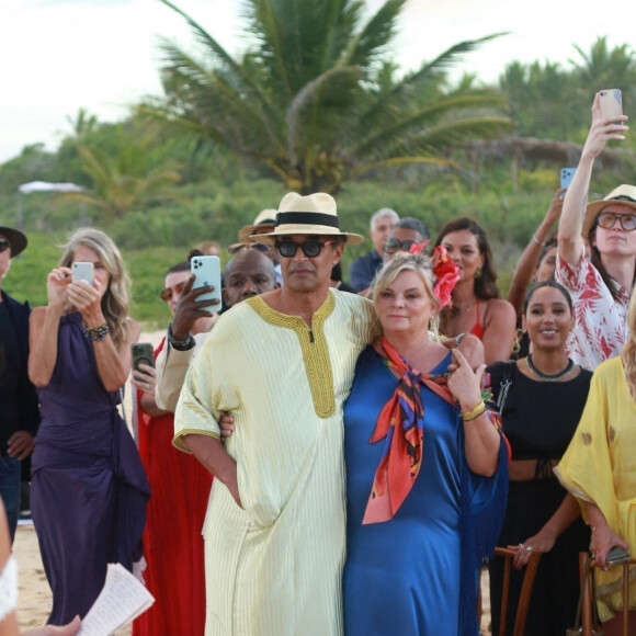 Exclusif - Joakim Noah, Lais Ribeiro, Yannick Noah, Cecilia Rodhe - Joakim Noah et Lais Ribeiro se sont mariés devant leurs amis et leur famille sur la plage de Trancoso au Brésil le 13 juillet 2022.