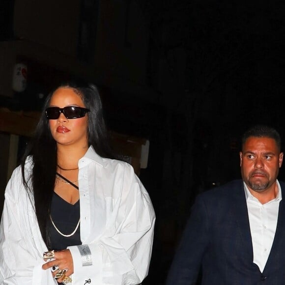 Rihanna et son compagnon ASAP Rocky arrivent au restaurant "Emilio" à New York, le 11 août 2022.