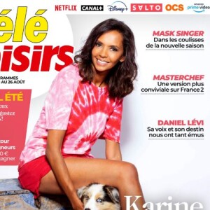 Karine Le Marchand en couverture de "Télé-Loisirs", numéro du 15 août 2022.