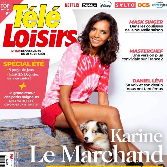 Karine Le Marchand en couverture de "Télé-Loisirs", numéro du 15 août 2022.