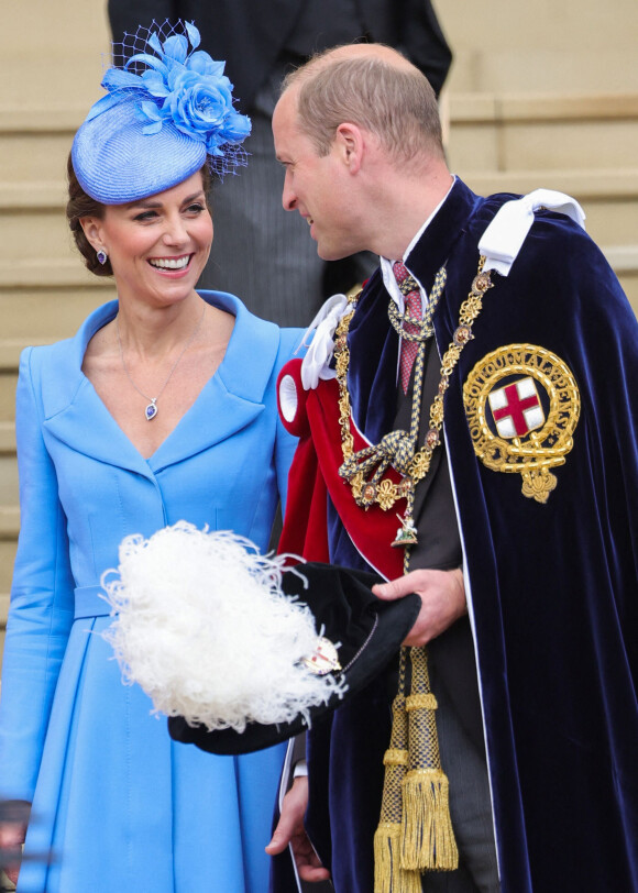 Le prince William et Kate Middleton lors du service annuel de l'Ordre de la jarretière à la chapelle Saint-Georges du château de Windsor, Royaume Uni, le 13 juin 2022. 