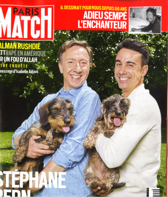 Stéphane Bern fait la couverture du nouveau numéro de "Paris Match" avec son compagnon Yori Bailleres paru le 18 août 2022