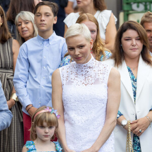 La princesse Charlene de Monaco, la princesse Gabriella de Monaco, comtesse de Carladès, Mélanie De Massy - La famille princière de Monaco lors du traditionnel Pique-nique des monégasques au parc princesse Antoinette à Monaco le 3 septembre 2022. © Olivier Huitel/Pool Monaco/Bestimage 