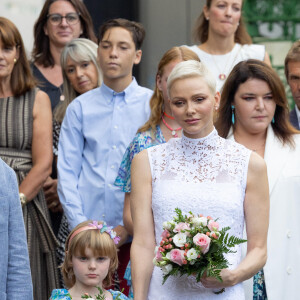 La princesse Charlene de Monaco, la princesse Gabriella de Monaco, comtesse de Carladès, Mélanie De Massy - La famille princière de Monaco lors du traditionnel Pique-nique des monégasques au parc princesse Antoinette à Monaco le 3 septembre 2022. © Olivier Huitel/Pool Monaco/Bestimage 