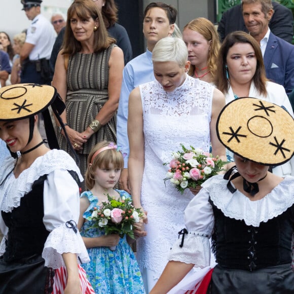 La princesse Charlene de Monaco, la princesse Gabriella de Monaco, comtesse de Carladès, Mélanie De Massy - La famille princière de Monaco lors du traditionnel Pique-nique des monégasques au parc princesse Antoinette à Monaco le 3 septembre 2022. © Olivier Huitel/Pool Monaco/Bestimage 