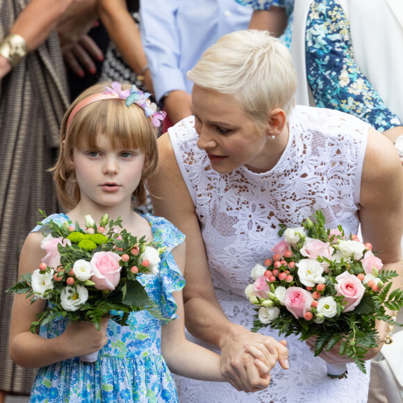La princesse Charlene de Monaco, la princesse Gabriella de Monaco, comtesse de Carladès - La famille princière de Monaco lors du traditionnel Pique-nique des monégasques au parc princesse Antoinette à Monaco le 3 septembre 2022. © Olivier Huitel/Pool Monaco/Bestimage 