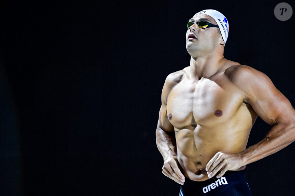Florent Manaudou (50 m papillon hommes, demi-finale) lors de championnats du monde de natation à Budapest, Hongrie, le 18 juin 2022. © Deepbluemedia/Panoramic/Bestimage