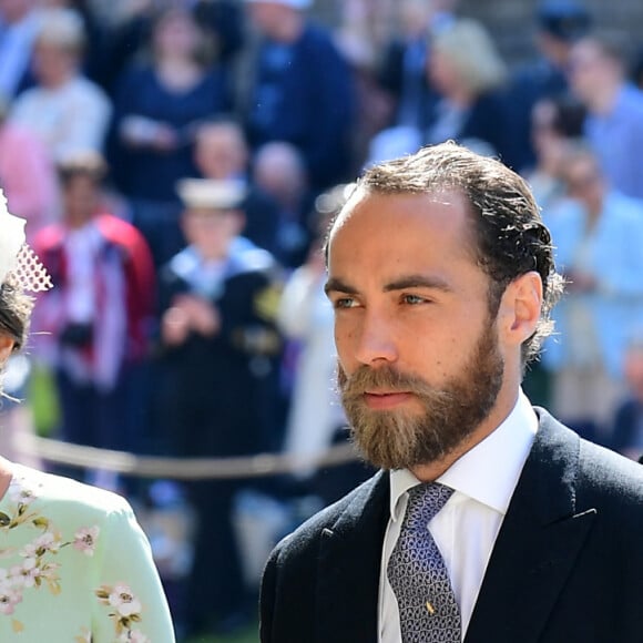 Pippa Middleton (enceinte) et James Middleton - Les invités arrivent à la chapelle St. George pour le mariage du prince Harry et de Meghan Markle au château de Windsor, Royaume Uni, le 19 mai 2018. 