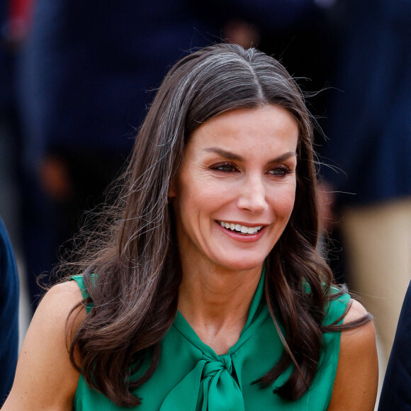 Le roi Felipe VI et la reine Letizia d'Espagne, à Pinofranqueado, à l'occasion du centenaire de la visite du roi Alphonse XIII dans cette région des Hurdes, le 12 mai 2022
