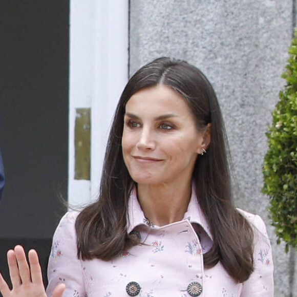 Le roi Felipe VI et la reine Letizia d’Espagne organisent un déjeuner en l'honneur du président de la République de Bulgarie, Rumen Radev, et de la Première Dame, Desislava Radev au palais de la Zarzuela à Madrid, Espagne, le 28 avril 2022.