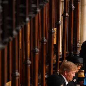 La reine Sofia, le roi Felipe VI d'Espagne, le roi Willem-Alexander des Pays-Bas, Le roi Carl XVI Gustav de Suède - Cérémonie funèbre en la Chapelle Saint-Georges pour les funérailles d'Etat de la reine Elizabeth II d'Angleterre à Windsor, Royaume Uni, le 19 septembre 2022. © Joe Giddens/PA/Bestimage 