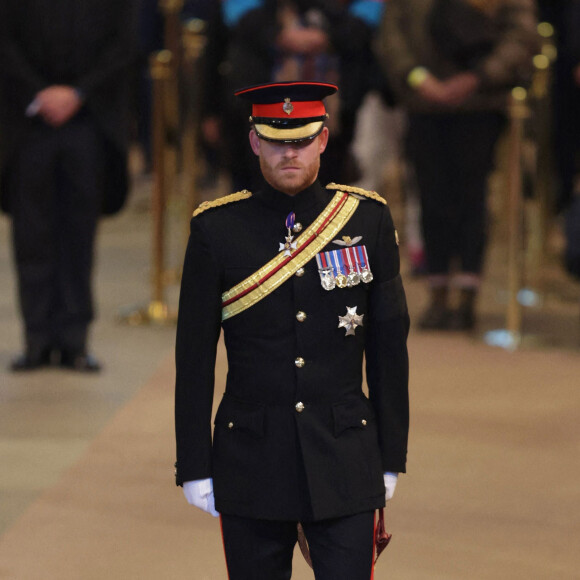 Le prince Harry, duc de Sussex - Veillée des petits-enfants de la reine Elizabeth II au Westminster Hall à Londres, Royaume Uni, le 17 septembre 2022. 