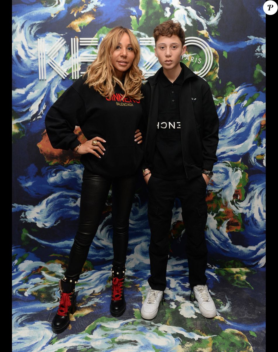 Cathy Guetta et son fils Tim Elvis - People au défilé Kenzo Homme collection Automne-Hiver 2019/20 lors de la fashion week à Paris, le 20 janvier 2019. © Veeren/CVS/Bestimage