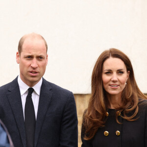 Le prince William, duc de Cambridge et Kate Middleton, duchesse de Cambridge, visitent le centre RAF Air Cadets à Londres, le 21 avril 2021, quelques jours après les obsèques du Prince Philip. 