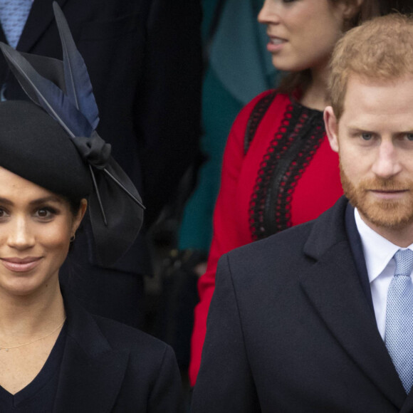 Le prince Harry, duc de Sussex, Meghan Markle, duchesse de Sussex - La famille royale assiste à la messe de Noël à Sandringham le 25 décembre 2018. 