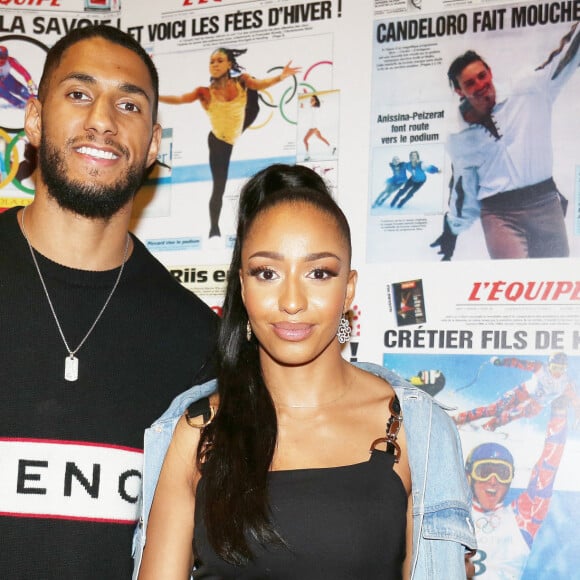 Tony Yoka et sa femme Estelle Mossely lors de la cérémonie des porte-drapeaux Olympique et paralympique pour les JO de Tokyo à la Maison du sport français à Paris, France, le 5 juillet 2021. © Panoramic/Bestimage