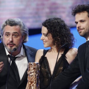 Nicolas Rey, Emma Luchini, Romain Rousseau (césar du meilleur film de court-métrage pour le film "La femme de Rio") - 40ème cérémonie des César au théâtre du Châtelet à Paris, le 20 février 2015. 