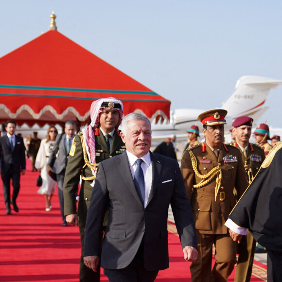 La reine Rania Al Abdullah de Jordanie à Mascate, à Oman, le 4 octobre 2022 avec son mari Abdallah II. Photo by Balkis Press/ABACAPRESS.COM