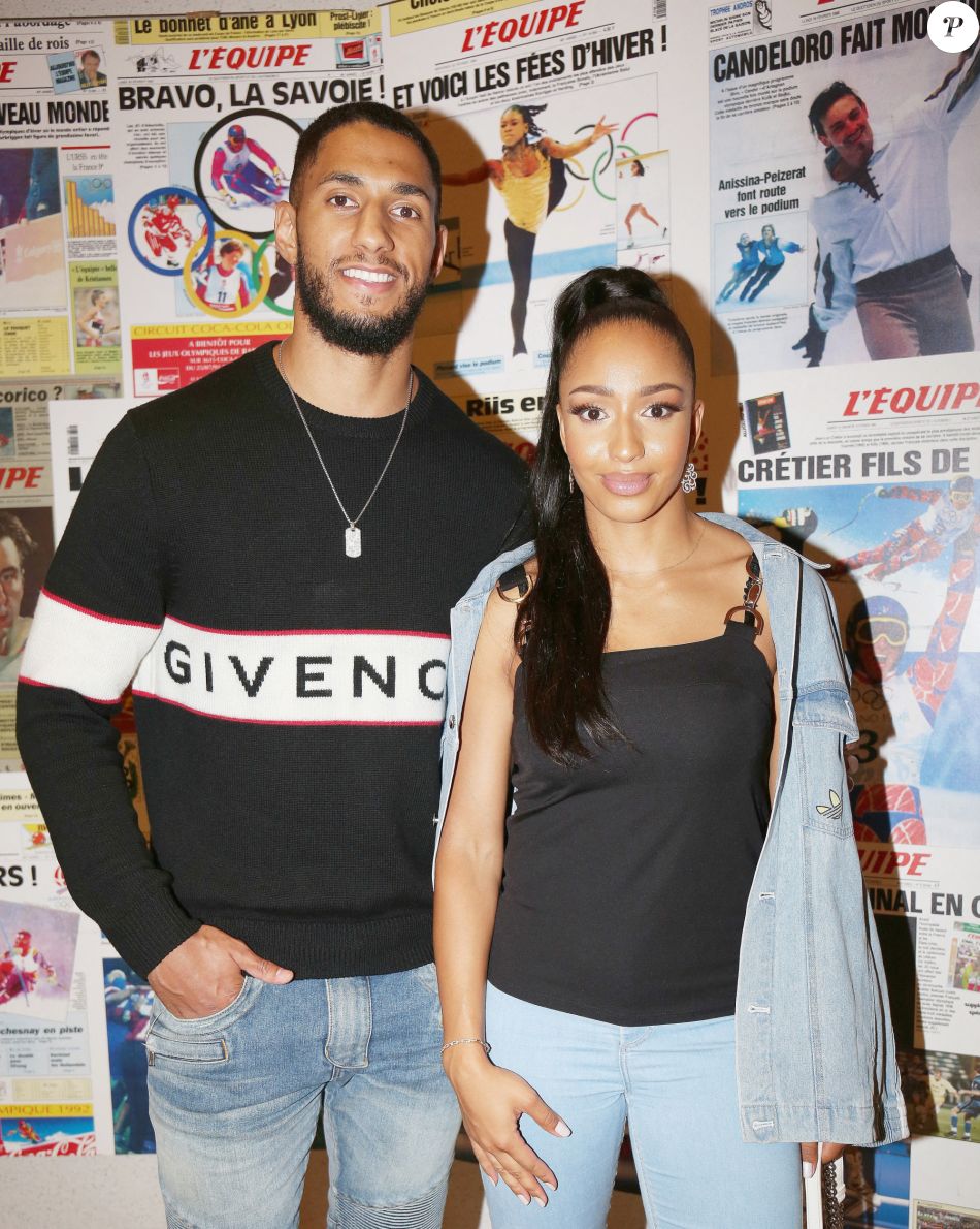 Tony Yoka et sa femme Estelle Mossely lors de la cérémonie des porte-drapeaux Olympique et paralympique pour les JO de Tokyo à la Maison du sport français à Paris, France, le 5 juillet 2021. © Panoramic/Bestimage