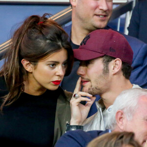 Louis Sarkozy et sa compagne Natali Husic dans les tribunes lors du match de Ligue 1, Paris Saint-Germain (PSG) vs Toulouse FC (TFC) au Parc des Princes à Paris