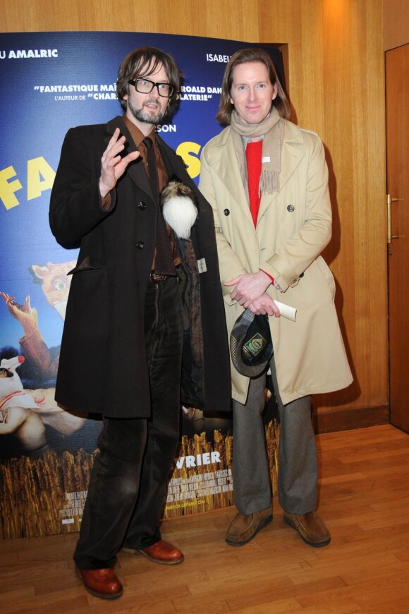 Jarvis Cocker et Wes Anderson, à l'occasion de l'avant-première de Fantastic Mr. Fox, au cinéma L'Arlequin, à Paris, le 11 février 2010.