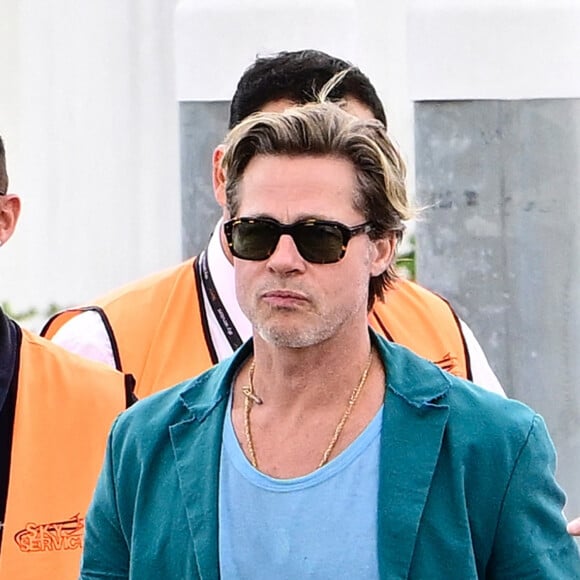 Brad Pitt à l'aéroport de Venise lors de la 79ème édition du festival international du film de Venise, la Mostra le 9 septembre.