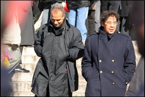 Pascal Legitimus et Laurent Voulzy - Obsèques d'Henri Salvador à La Madeleine le 16 février 2008